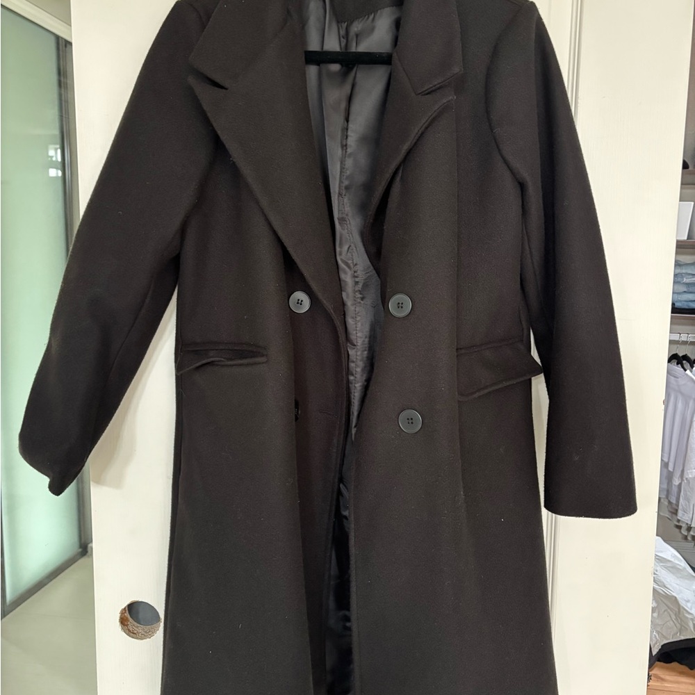Women’s Oversized Lapel Double Breasted Coat Black M